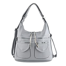 Designer Inspired Womens Multi-Pocket Crossbody Hobo Bag - Black
