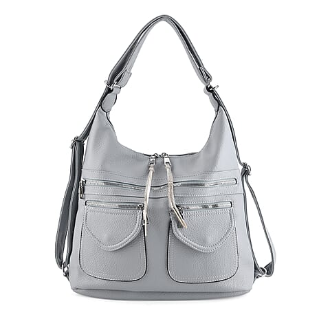 Designer Inspired Womens Multi-Pocket Crossbody Hobo Bag - Blue