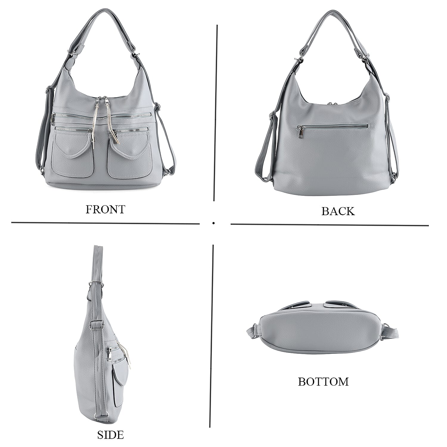 Designer Inspired Womens Multi-Pocket Crossbody Hobo Bag - Blue