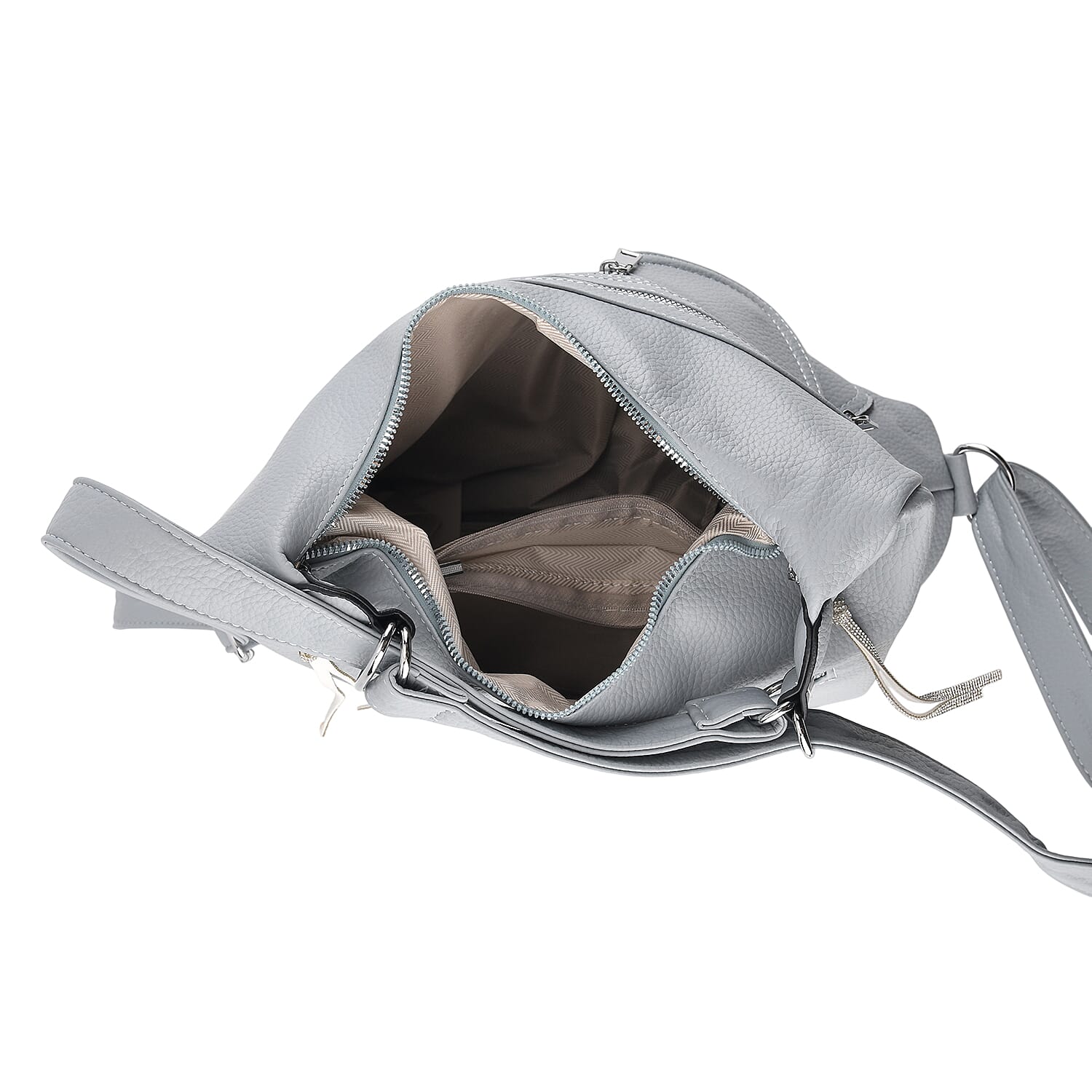 Designer Inspired Womens Multi-Pocket Crossbody Hobo Bag - Blue