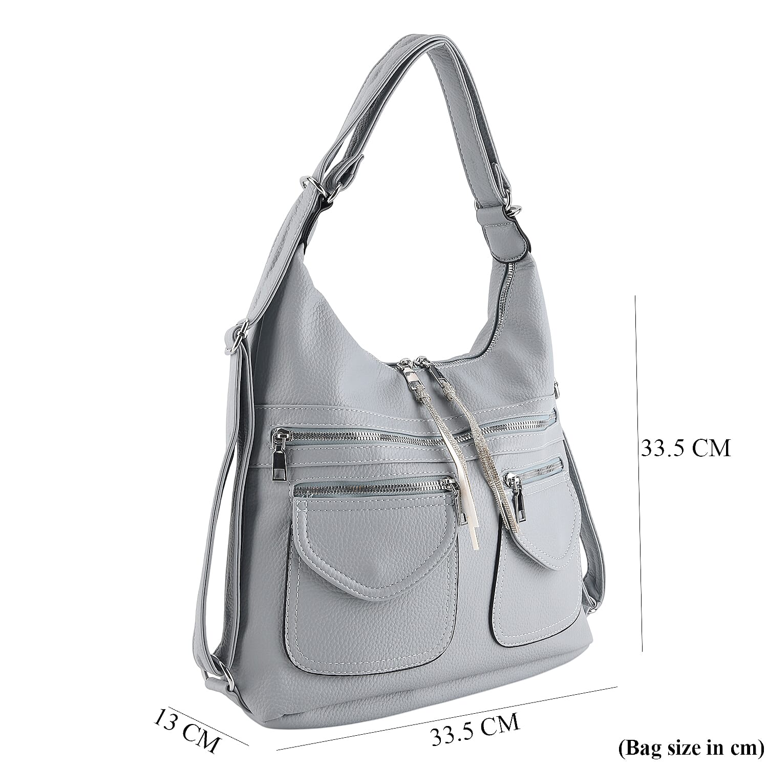 Designer Inspired Womens Multi-Pocket Crossbody Hobo Bag - Blue