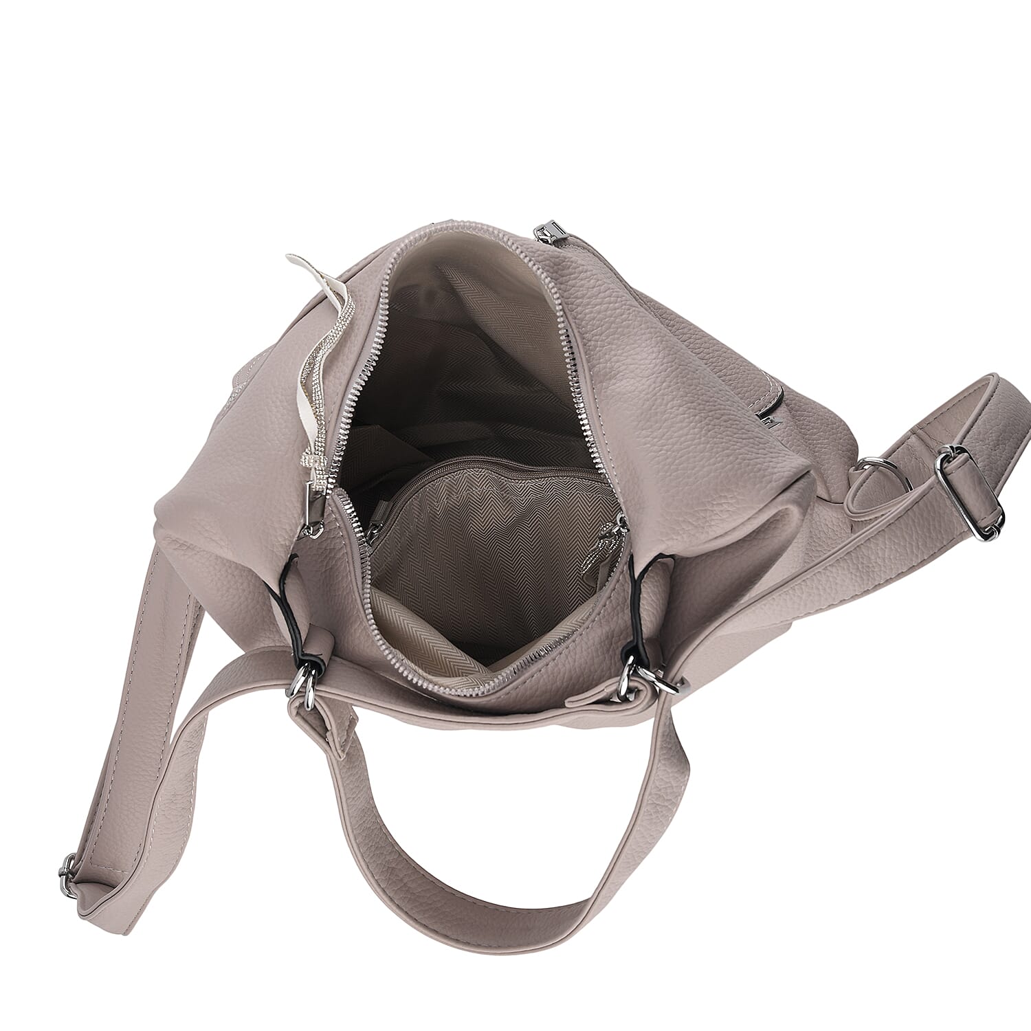 Designer Inspired Womens Multi-Pocket Crossbody Hobo Bag - Grey