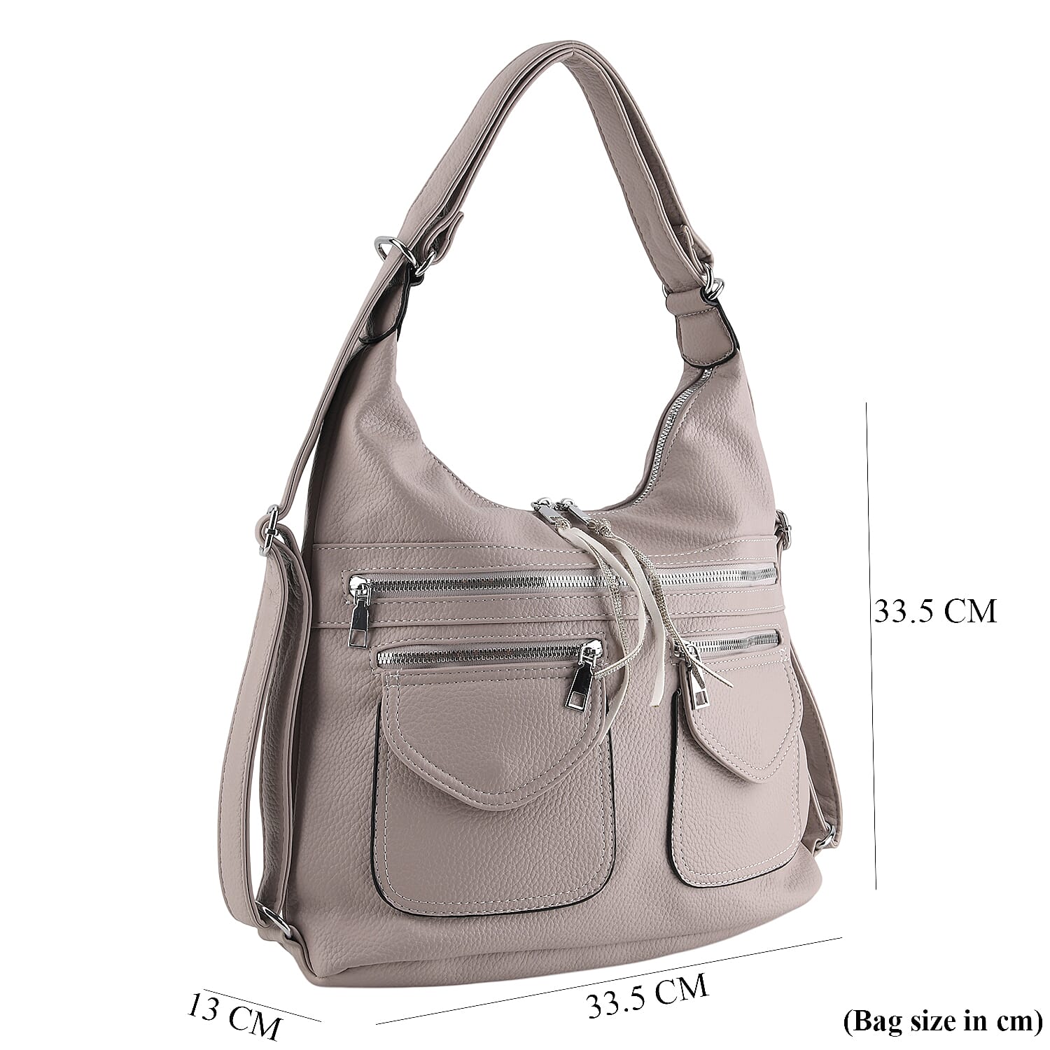 Designer Inspired Womens Multi-Pocket Crossbody Hobo Bag - Grey