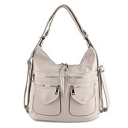 Designer Inspired Womens Multi-Pocket Crossbody Hobo Bag - Black