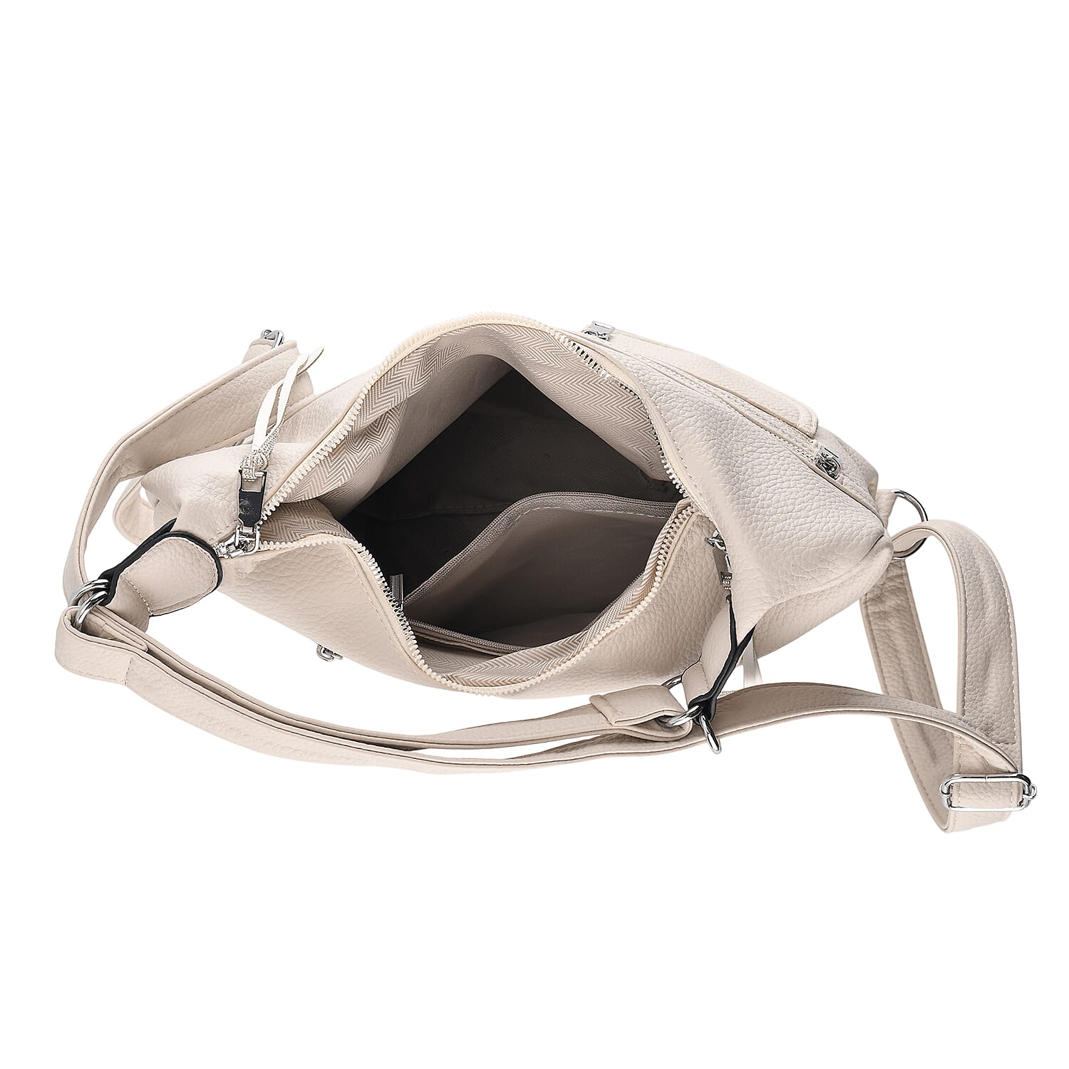 Designer Inspired Womens Multi-Pocket Crossbody Hobo Bag - White