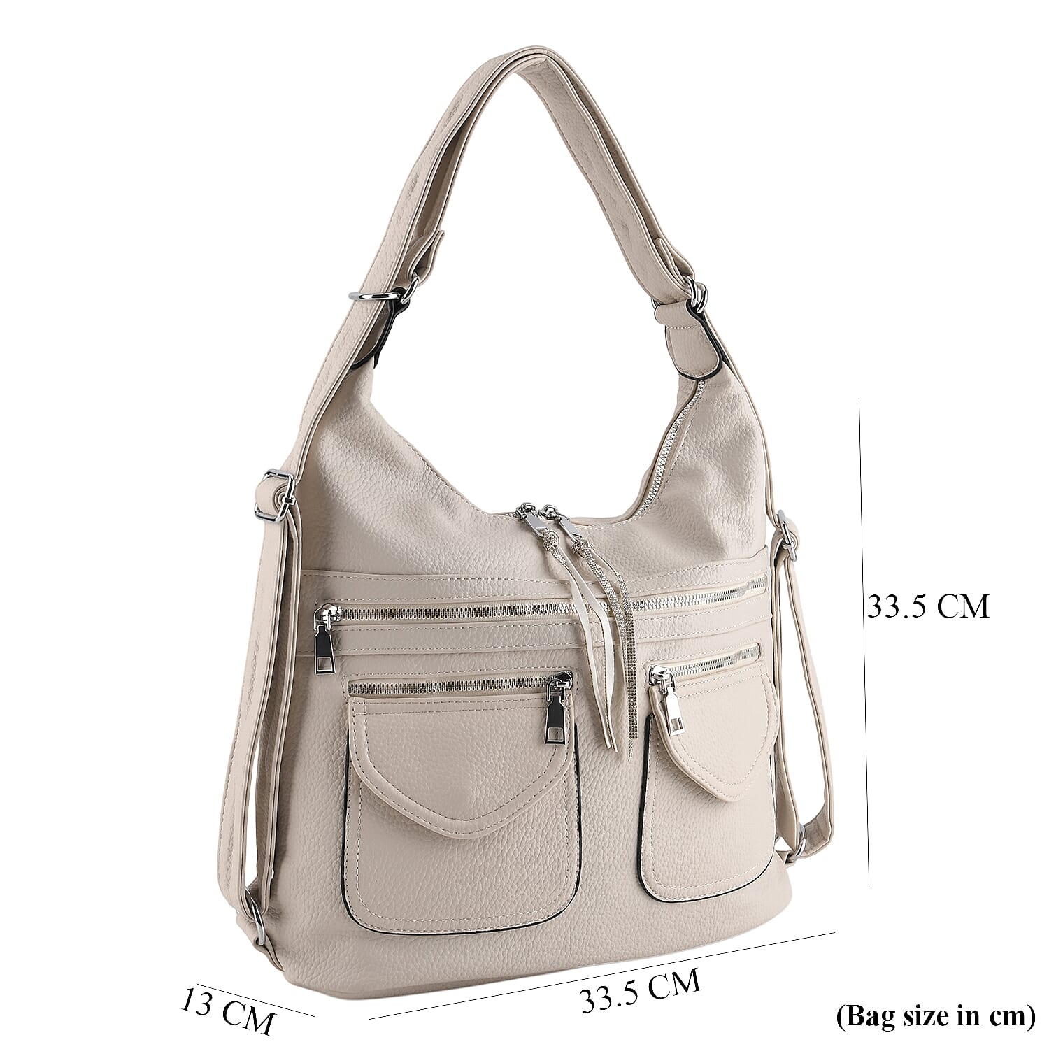 Designer Inspired Womens Multi-Pocket Crossbody Hobo Bag - White
