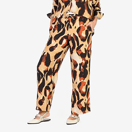 Anamor Printed Straight Fit Trousers (Size M-L) - Brown