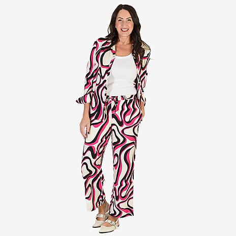 Anamor Printed Straight Fit Trousers (Size M-L) - Pink
