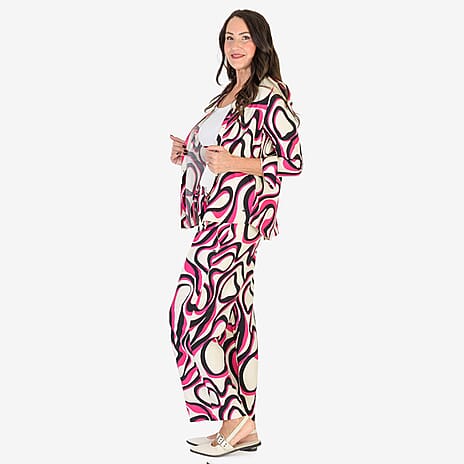 Anamor Printed Straight Fit Trousers (Size M-L) - Pink