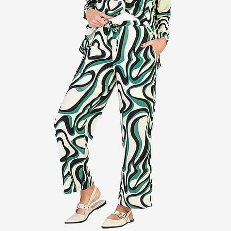Anamor Printed Straight Fit Trousers (Size M-L) - Green