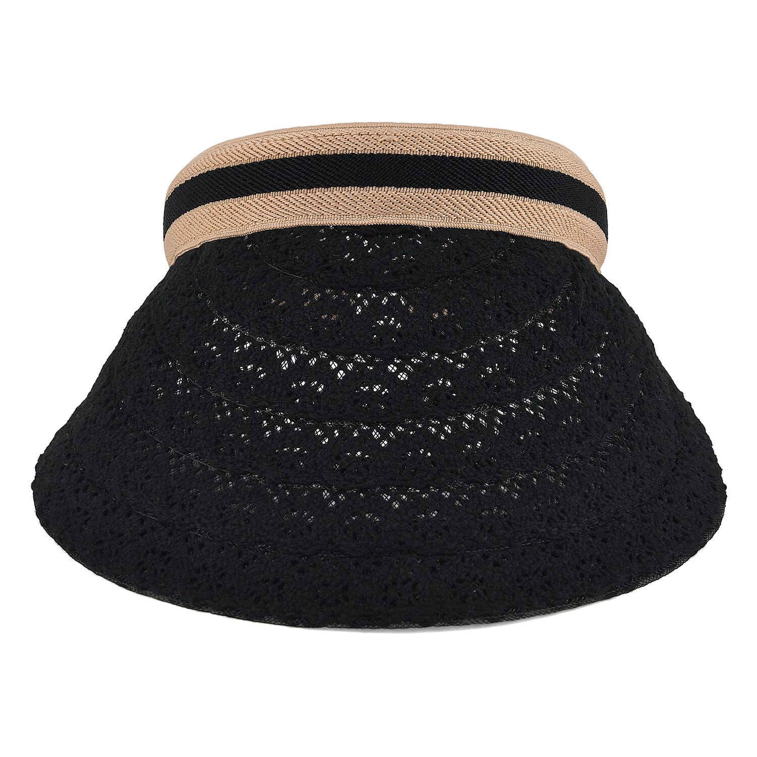 Lifestyle 100% Paper Floral Texture Straw Hat (57-58cm) - Black