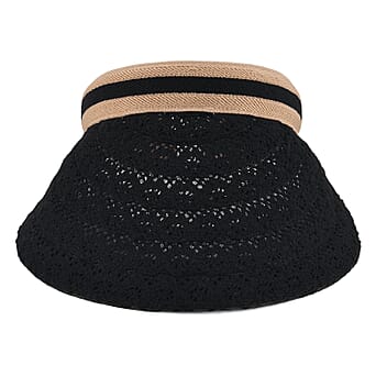 https://tjcuk.sirv.com/Products/85/1/8519855/Lifestyle-100-Paper-Floral-Texture-Straw-Hat-57-58cm-Black_8519855.jpg?w=342&h=342