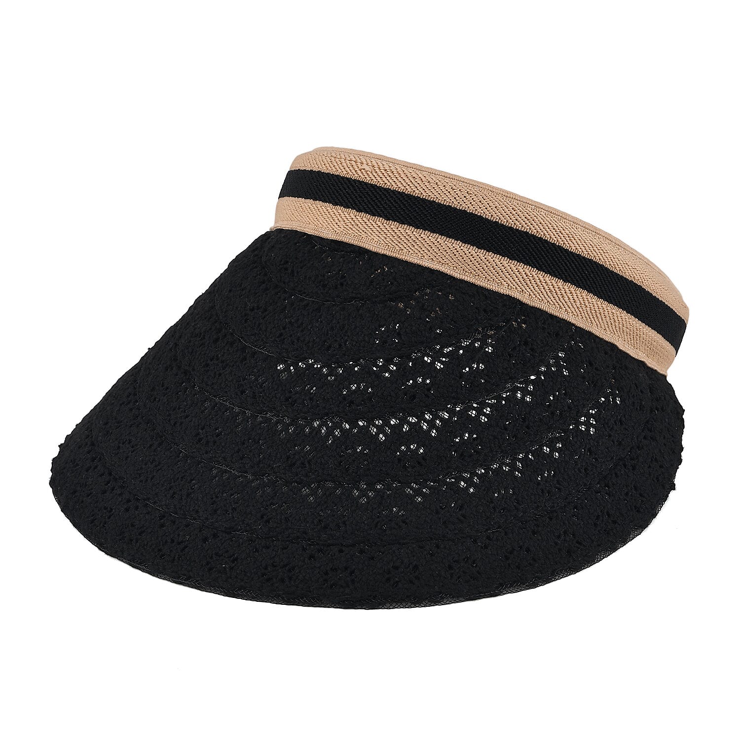 Lifestyle 100% Paper Floral Texture Straw Hat (57-58cm) - Black