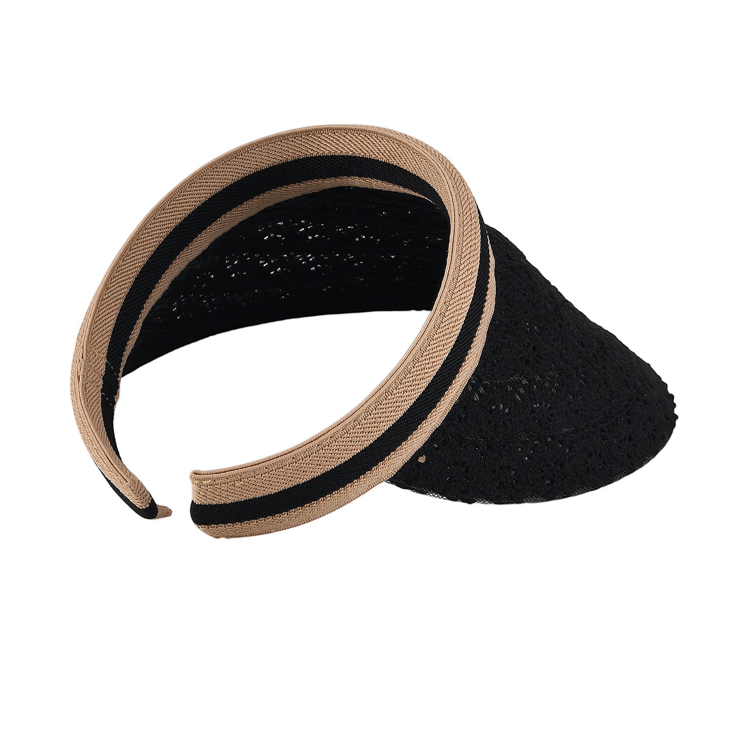Lifestyle 100% Paper Floral Texture Straw Hat (57-58cm) - Black