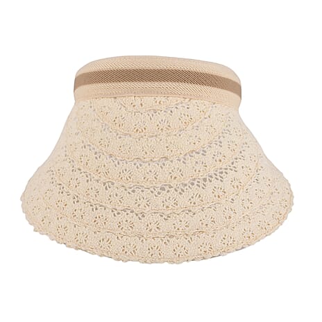 Lifestyle 100% Paper Floral Texture Straw Hat (57-58cm) - Off White