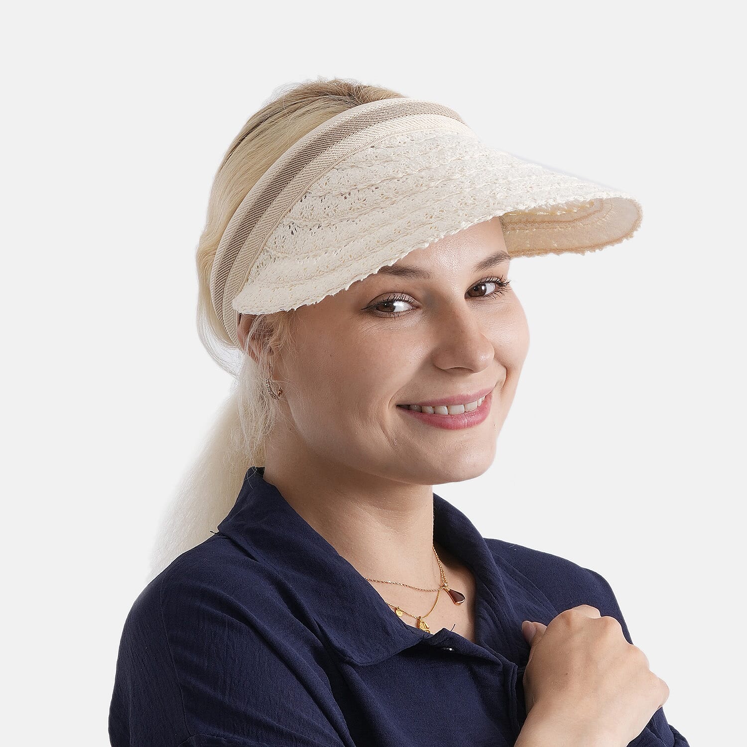Lifestyle 100% Paper Floral Texture Straw Hat (57-58cm) - Off White