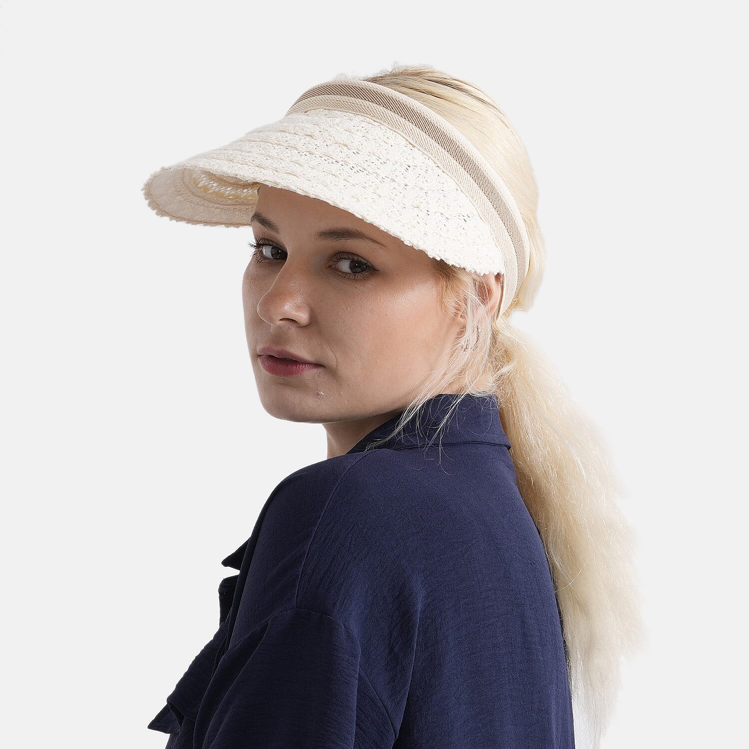 Lifestyle 100% Paper Floral Texture Straw Hat (57-58cm) - Off White