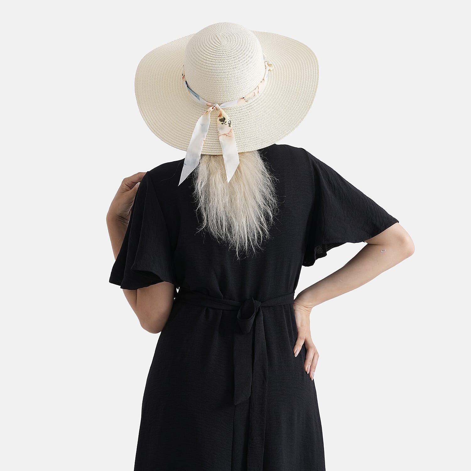 Paper Patterned Hat, Cap and Earmuff (Size 58x1 cm) - Off White