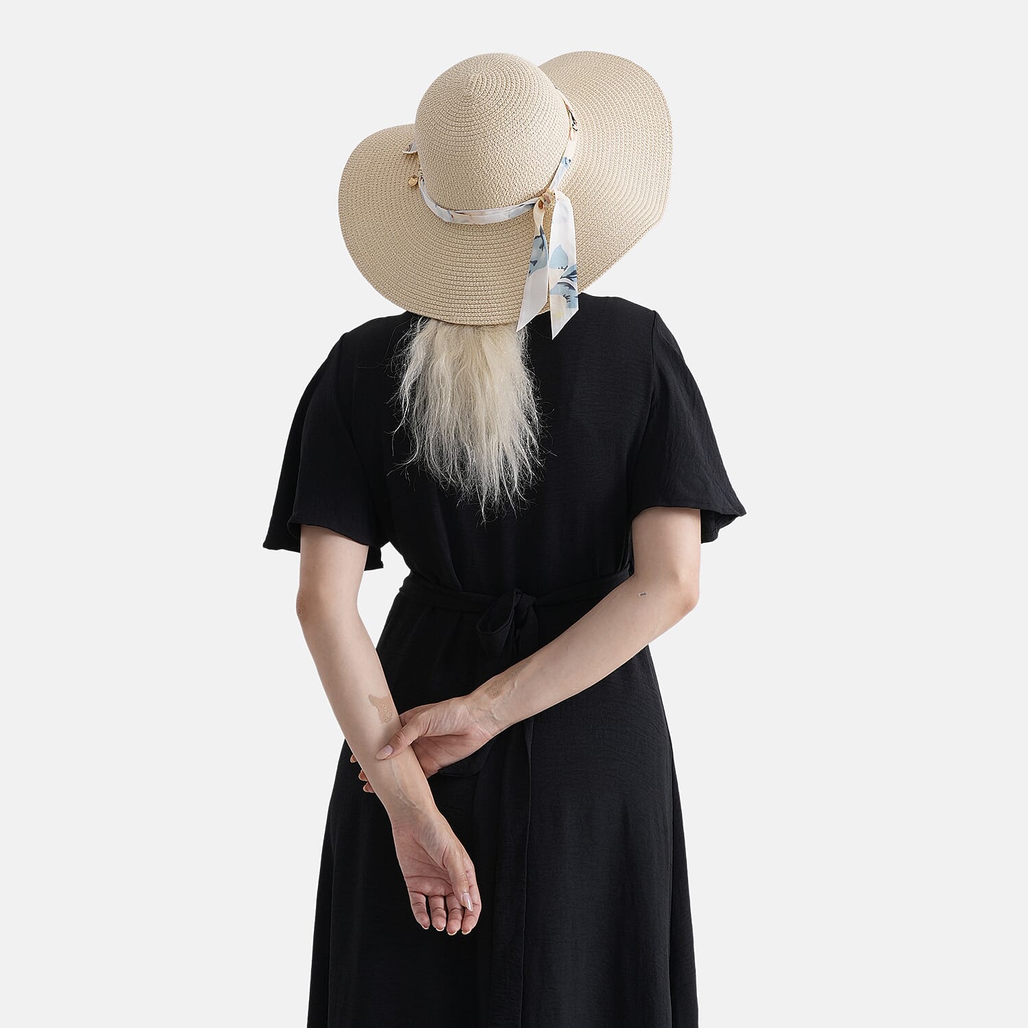 Paper Patterned Hat, Cap and Earmuff (Size 58x1 cm) - Beige