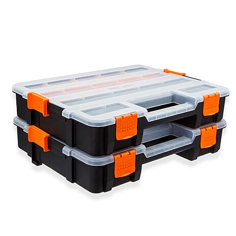 2Pc 17 Compartment Stackable Organiser with Detachable Dividers 335 x 260mm