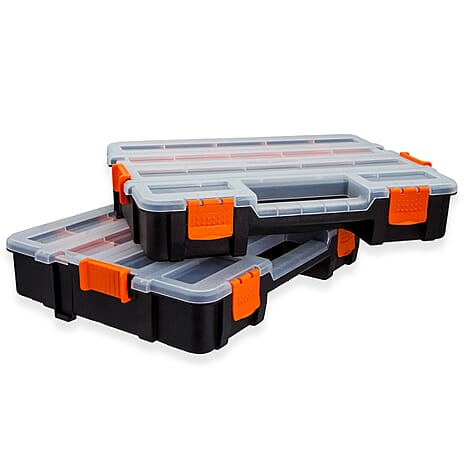 2Pc 17 Compartment Stackable Organiser with Detachable Dividers 335 x 260mm