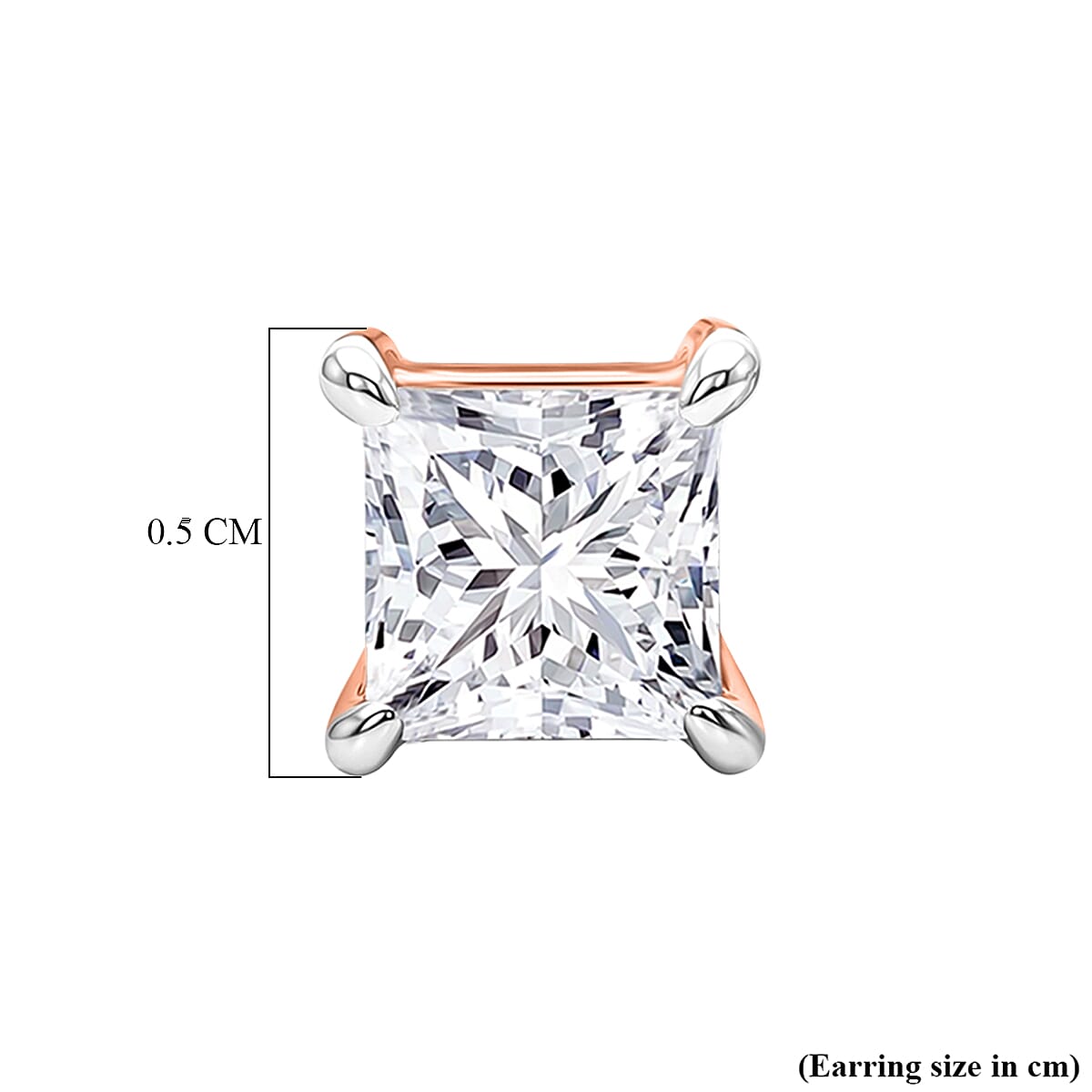 Luxuriant VS-EF Lab Grown Diamond Earring with Screw Back in 18K Vermeil Rose Gold Plated Sterling Silver 0.50 Ct.