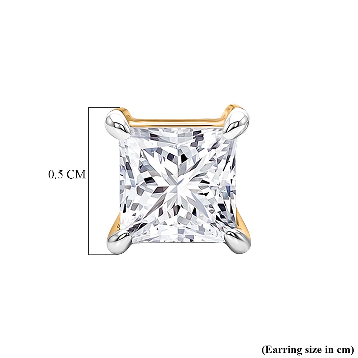 Luxuriant VS-EF Lab Grown Diamond Earring with Screw Back in 18K Vermeil Yellow Gold Plated Sterling Silver 0.50 Ct.