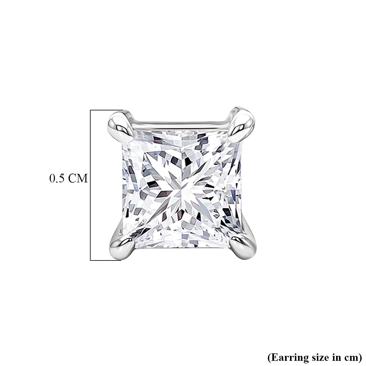 Luxuriant VS-EF Lab Grown Diamond Solitaire Earring with Screw Back in Rhodium Overlay Sterling Silver 0.50 Ct.