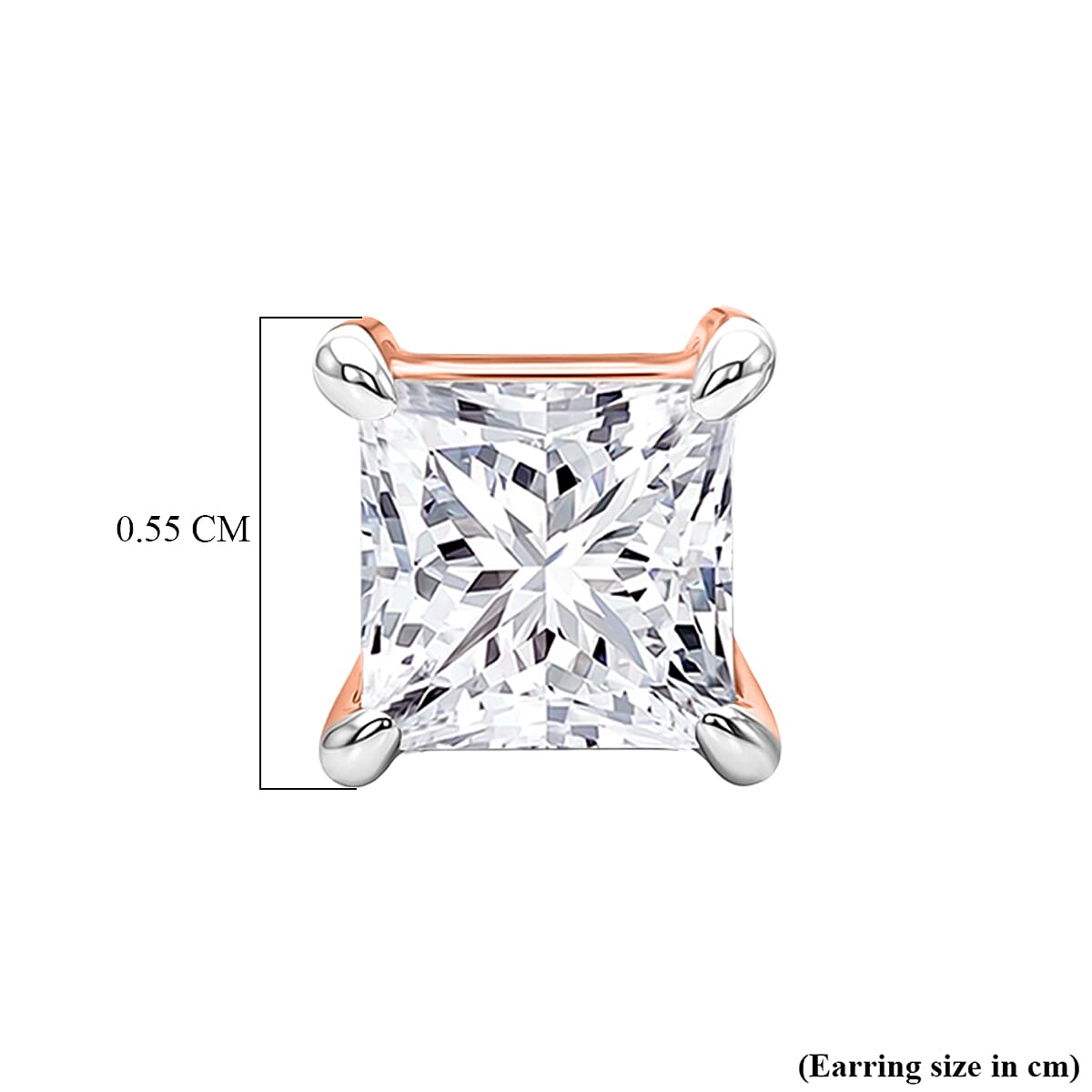 Luxuriant VS-EF Lab Grown Diamond Earring with Screw Back in 18K Vermeil Rose Gold Plated Sterling Silver 1.00 Ct.