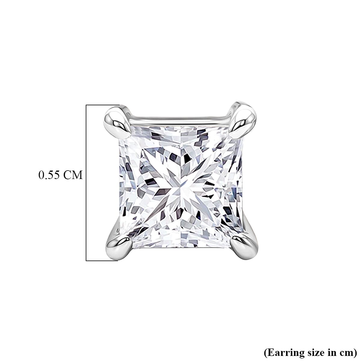 Luxuriant VS-EF Lab Grown Diamond Earring with Screw Back in Rhodium Overlay Sterling Silver 1.00 Ct.