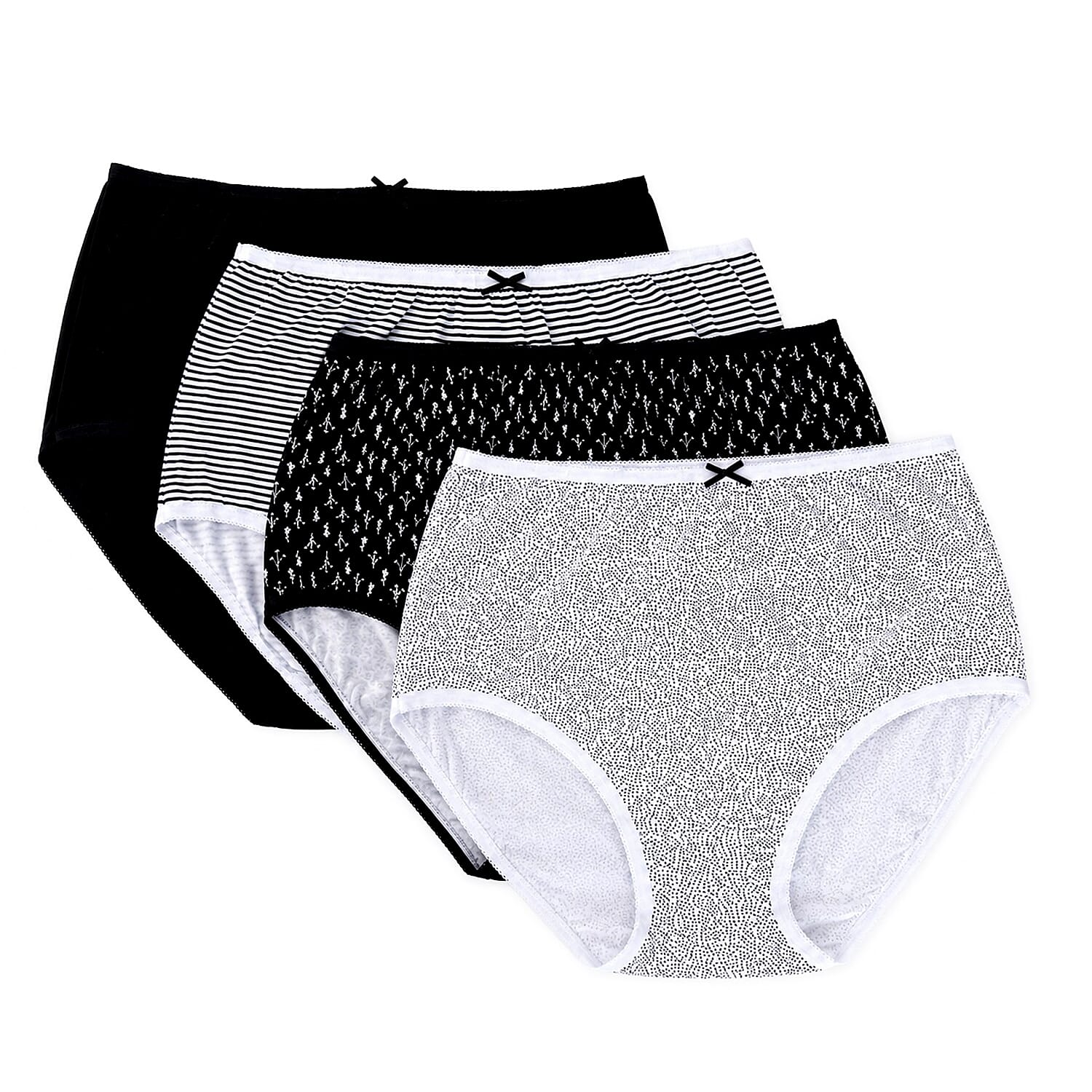 Ladies 4pk Exsquisite Elegance Full Brief Mono Print 
