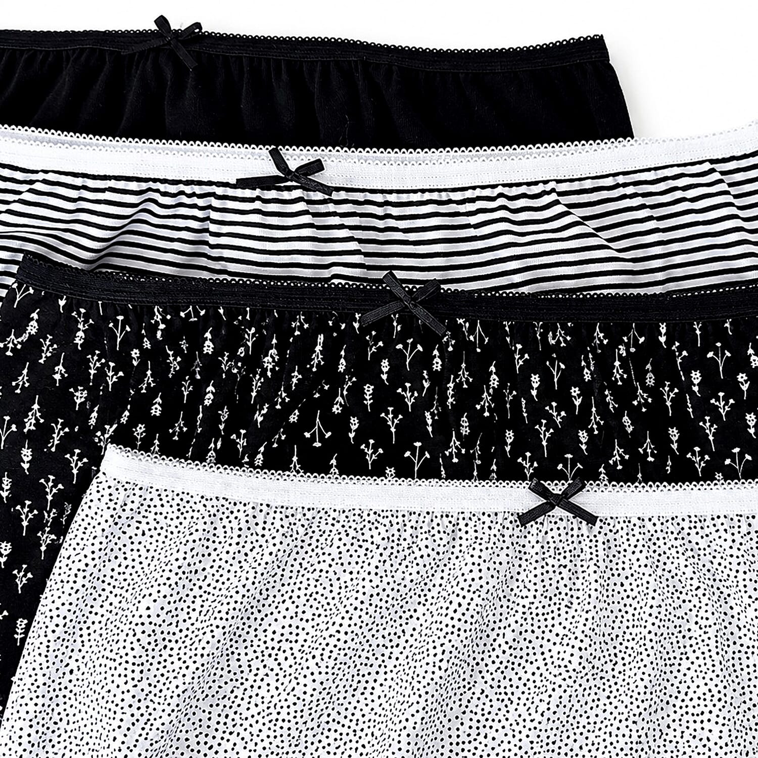Ladies 4pk Exsquisite Elegance Full Brief Mono Print 