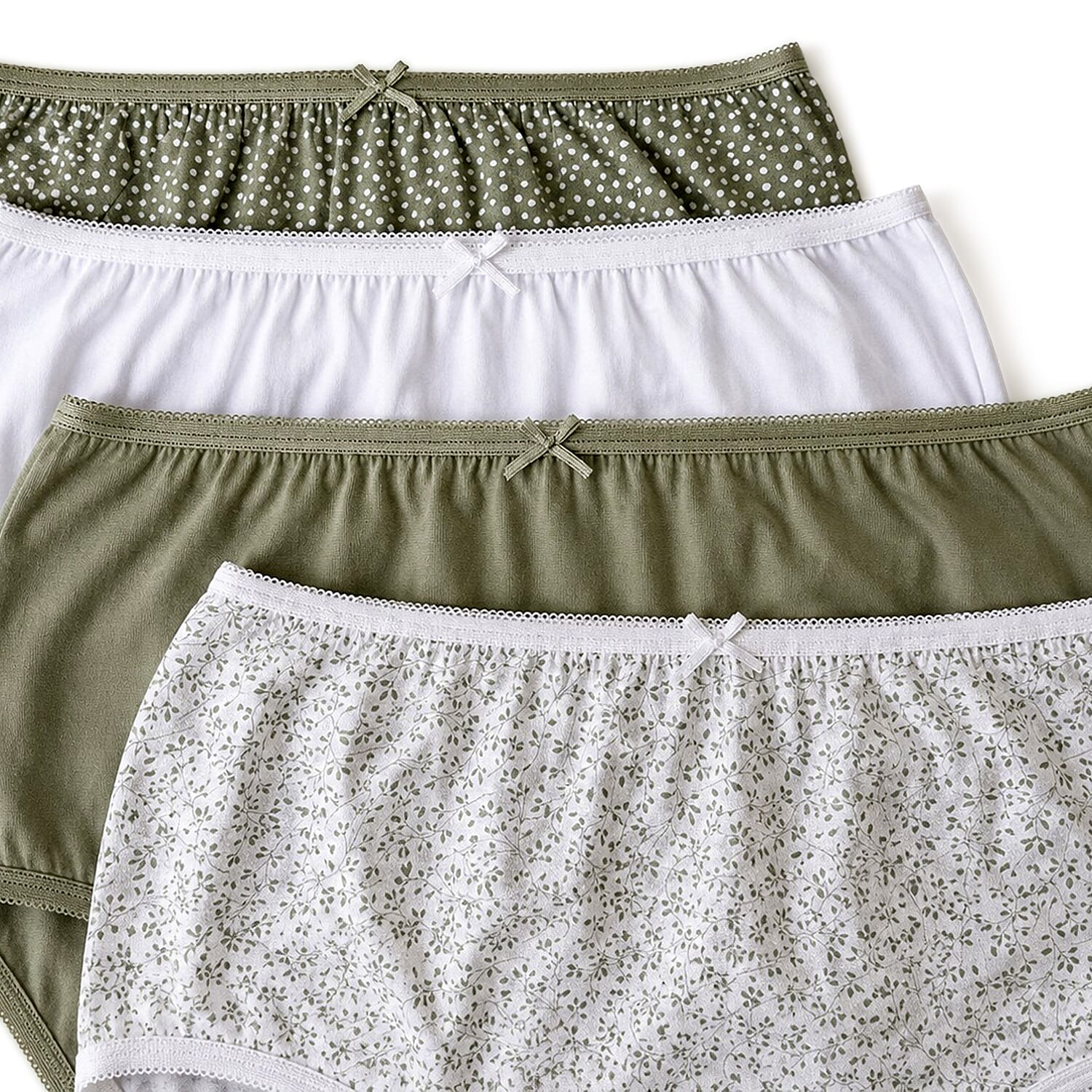 Ladies 4pk Exsquisite Elegance Full Brief Mono Print 
