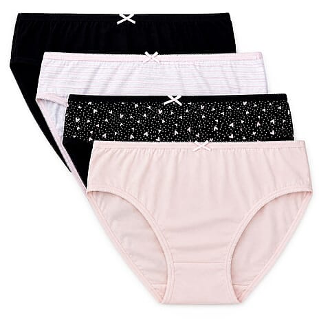 Pack of 4- Exquisite Elegance High Leg Brief (Size 12) - Pink & Black, 95% Cotton & 5% Elastane