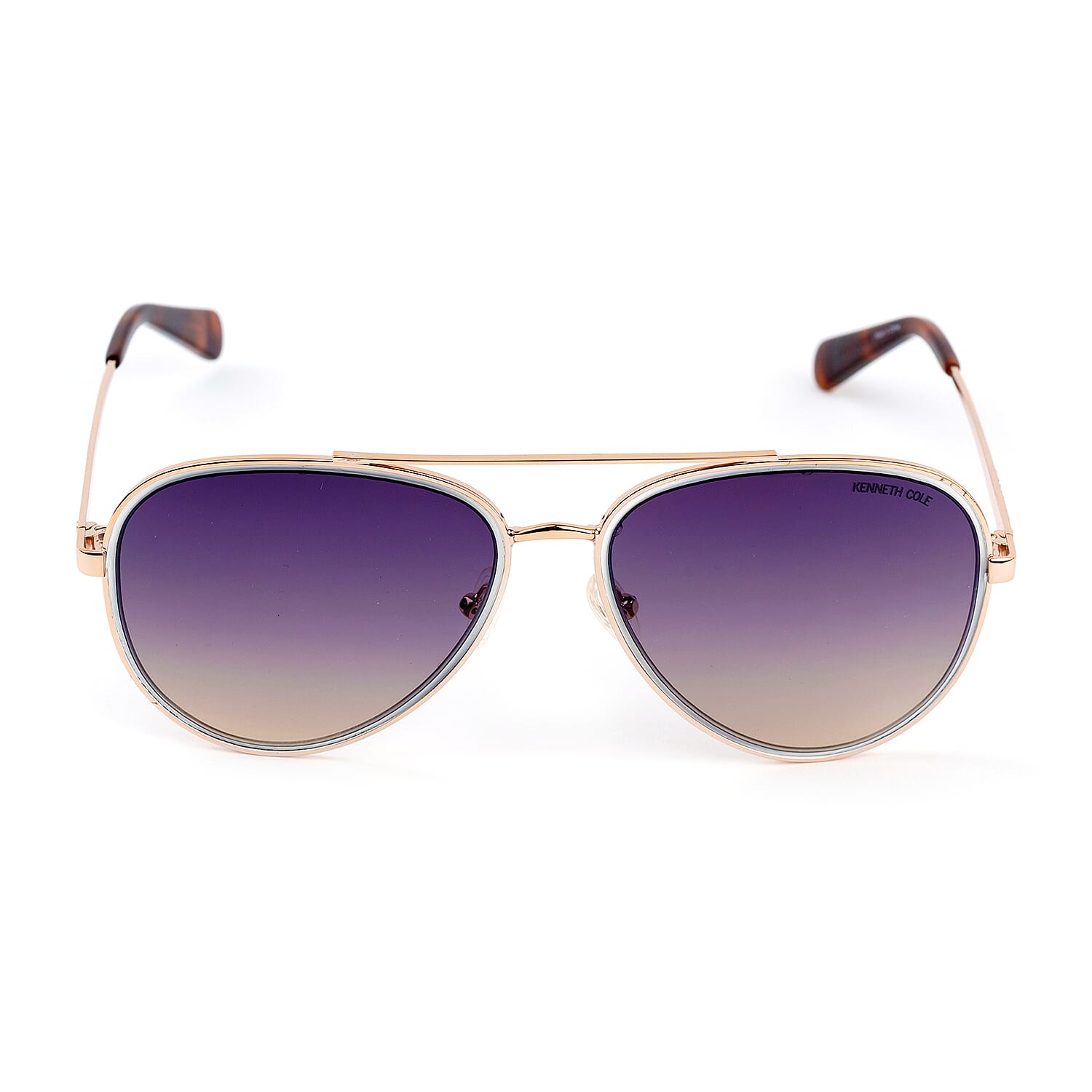 Gold Aviator Sunglasses - Gradient Blue Lenses