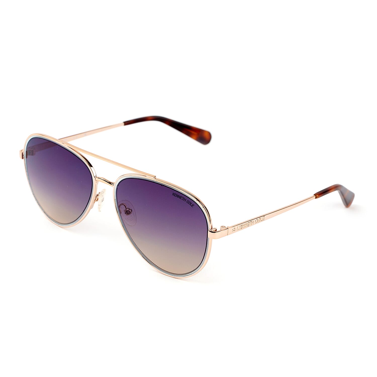 Gold Aviator Sunglasses - Gradient Blue Lenses