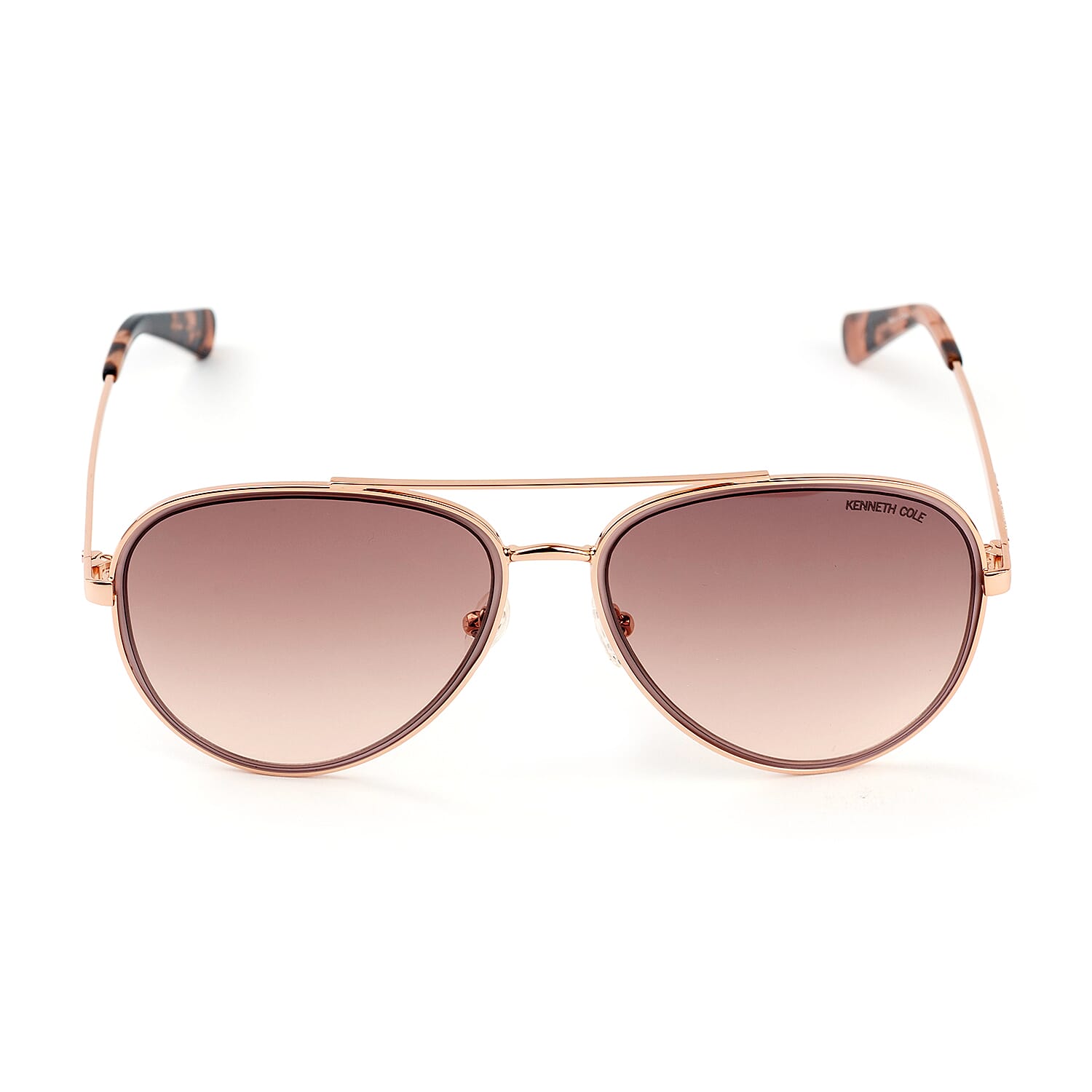 Shiny Rose Gold Sunglasses - Gradient Brown Lenses