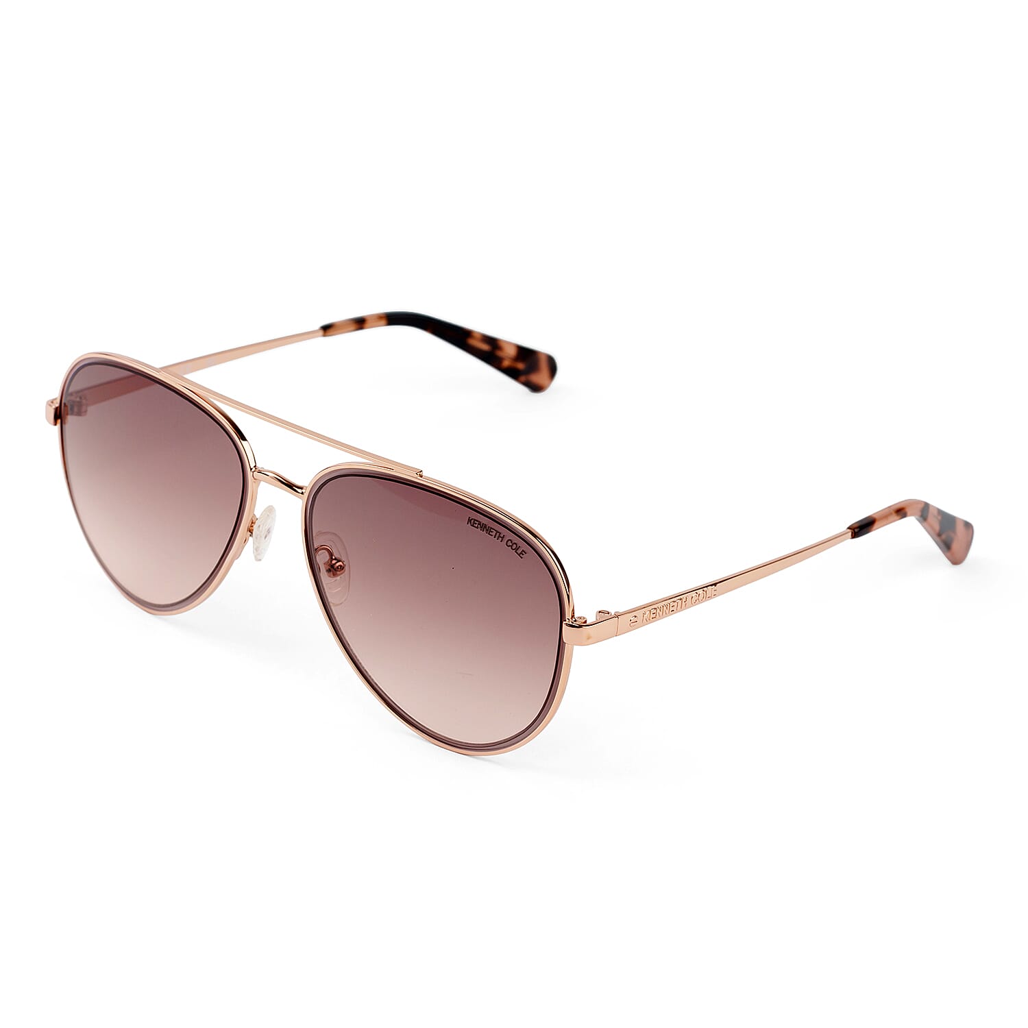 Shiny Rose Gold Sunglasses - Gradient Brown Lenses