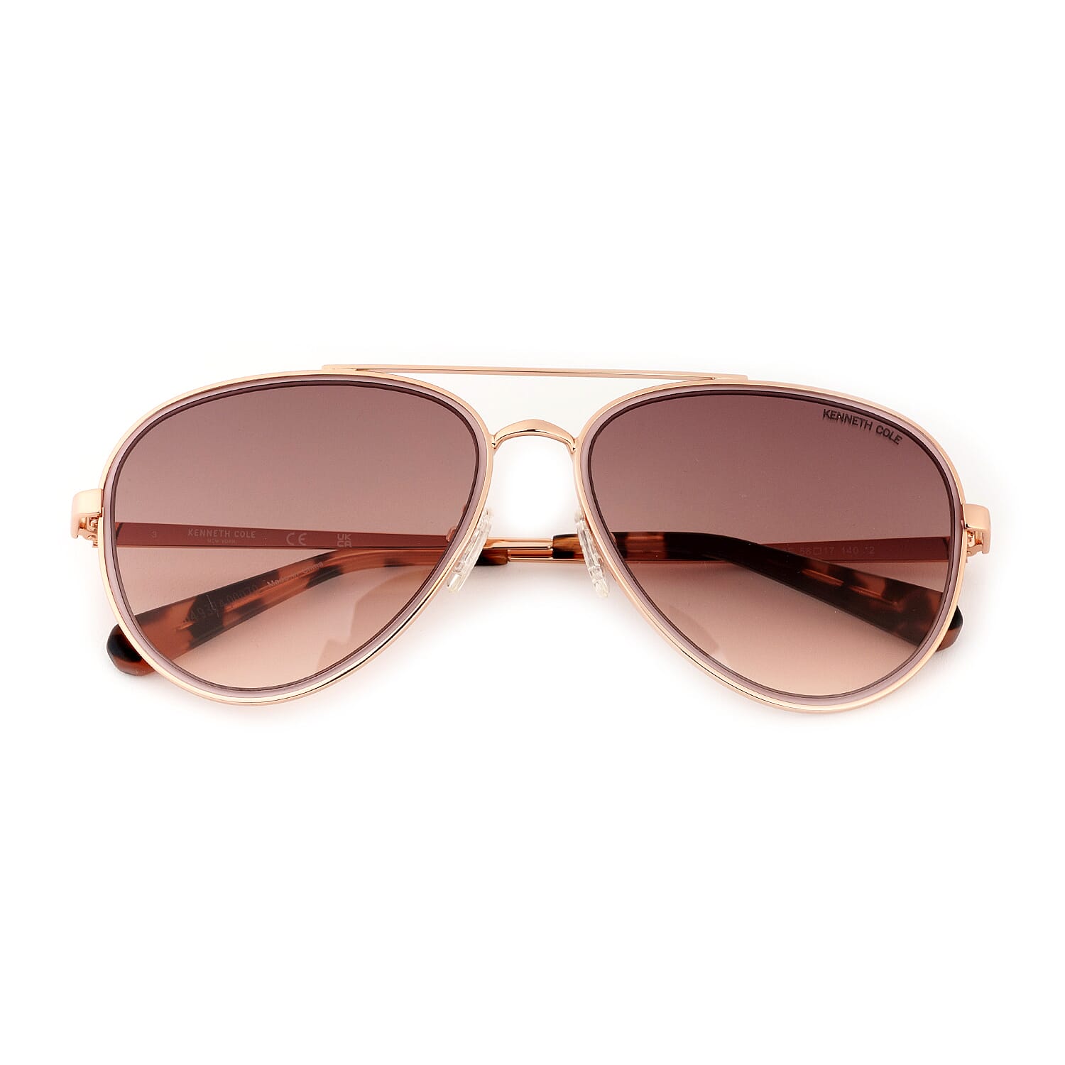 Shiny Rose Gold Sunglasses - Gradient Brown Lenses