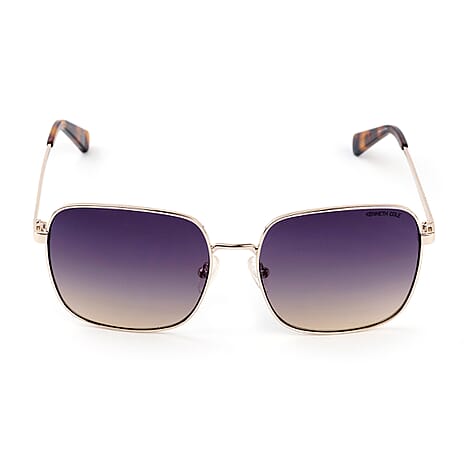 Gold Oversized Sunglasses - Gradient Blue Lenses