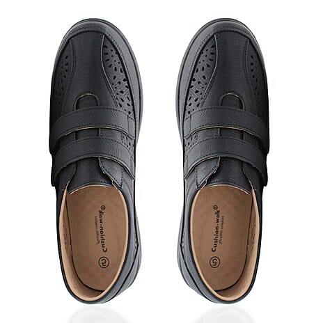 Cushion Walk Sophia Ladies Comfort Shoe With Double Touch And Close Fastening And Massage Insock (Size 4) - Black