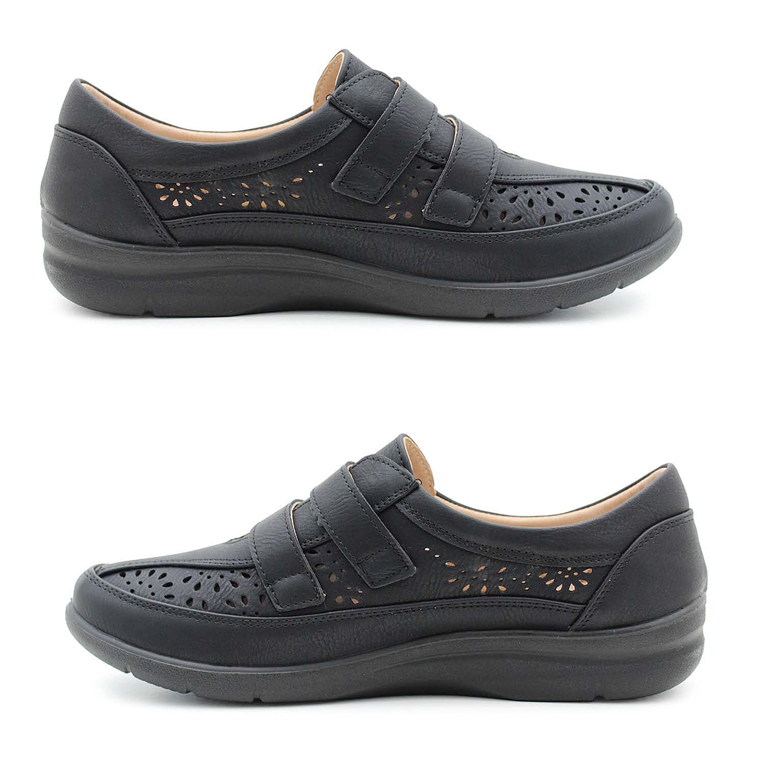 Cushion Walk Sophia Ladies Comfort Shoe With Double Touch And Close Fastening And Massage Insock 