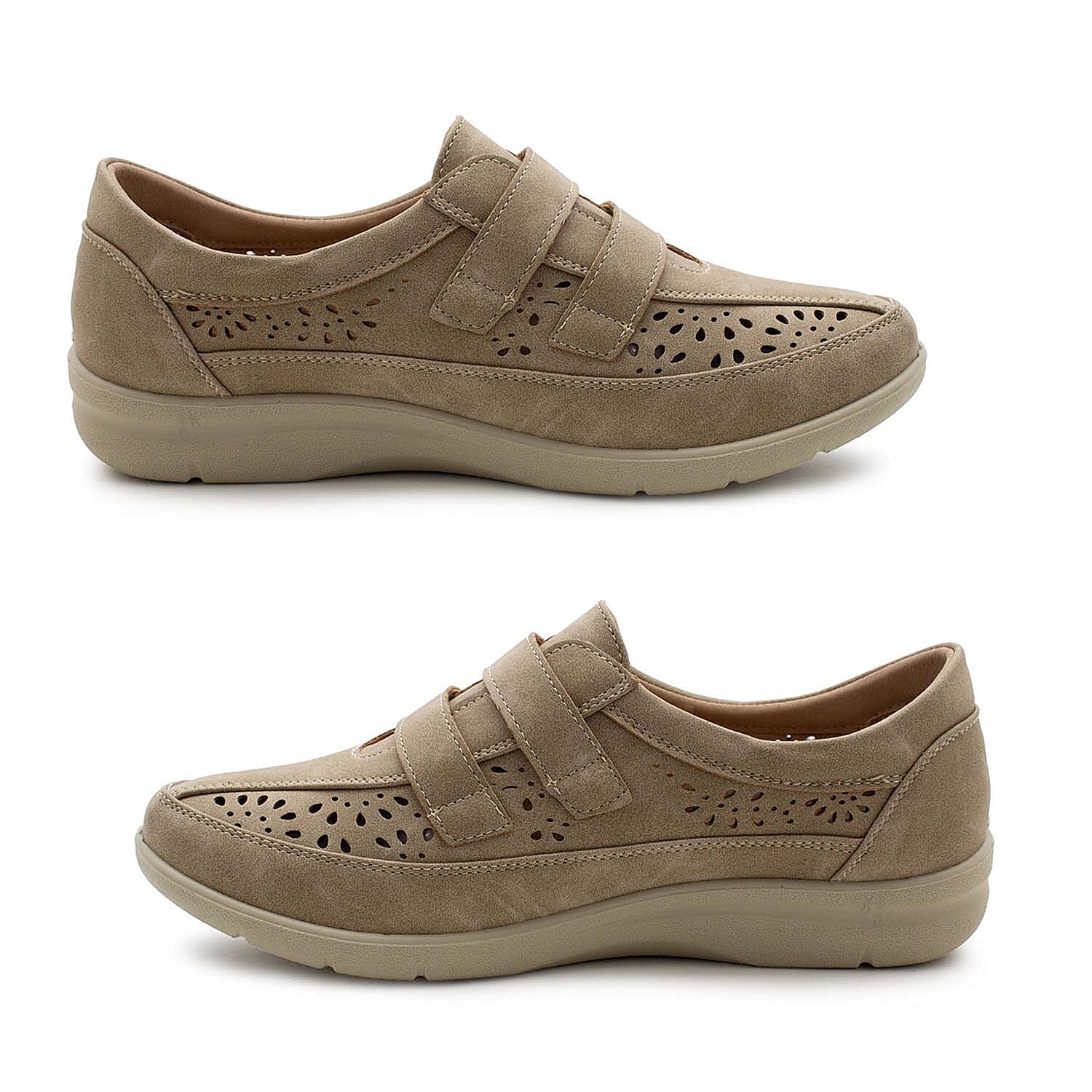 Cushion Walk Sophia Ladies Comfort Shoe With Double Touch And Close Fastening And Massage Insock 