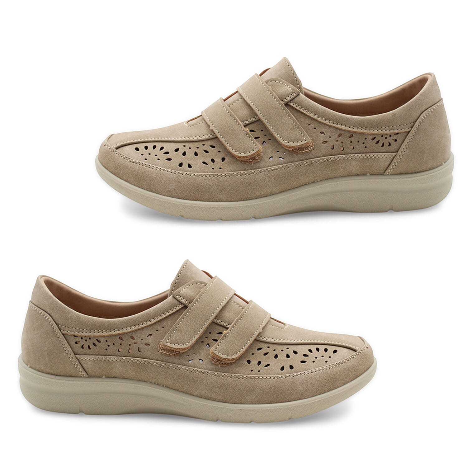 Cushion Walk Sophia Ladies Comfort Shoe With Double Touch And Close Fastening And Massage Insock 