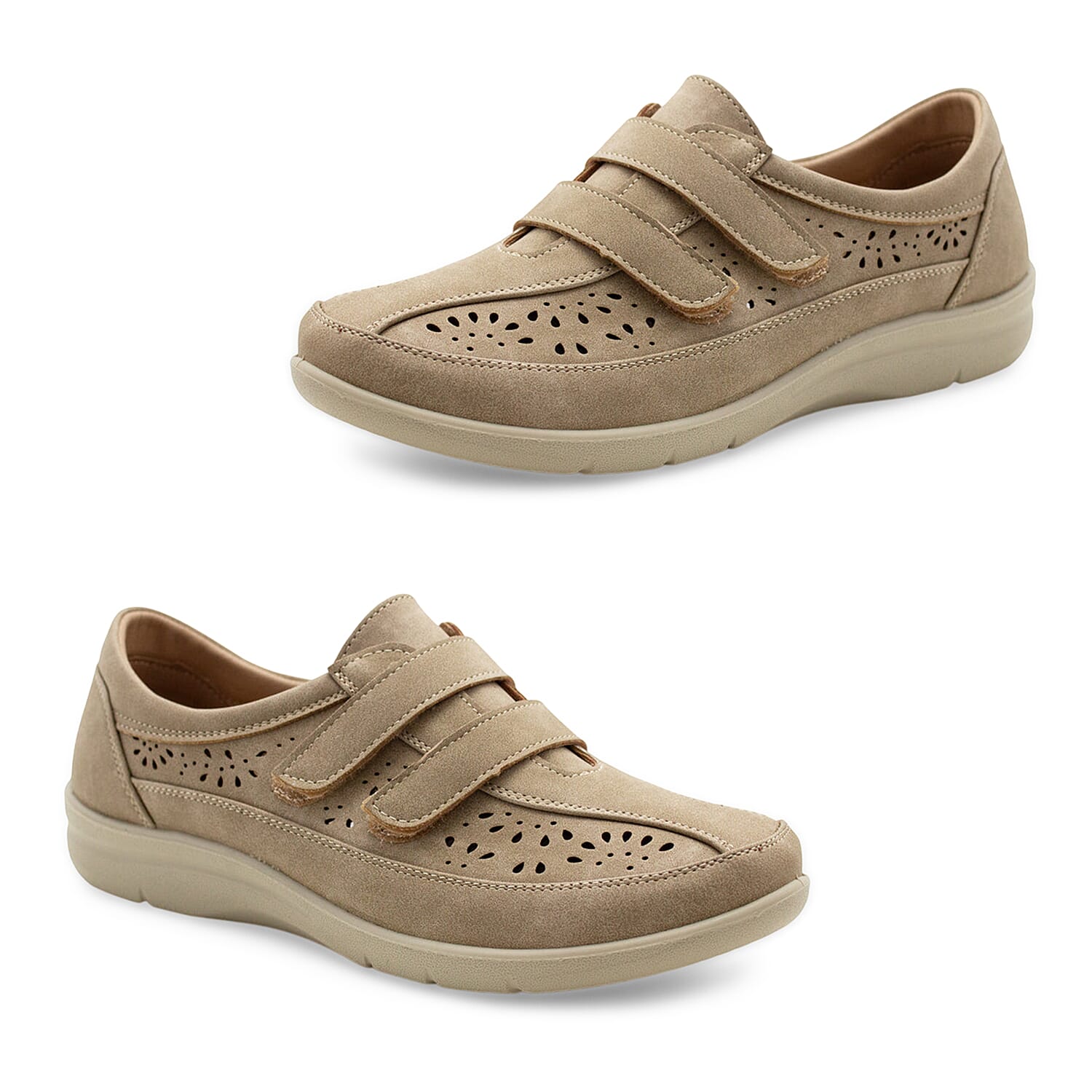 Cushion Walk Sophia Ladies Comfort Shoe With Double Touch And Close Fastening And Massage Insock 