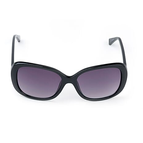 Shiny Black Fashion Sunglasses - Gradient Smoke Lenses