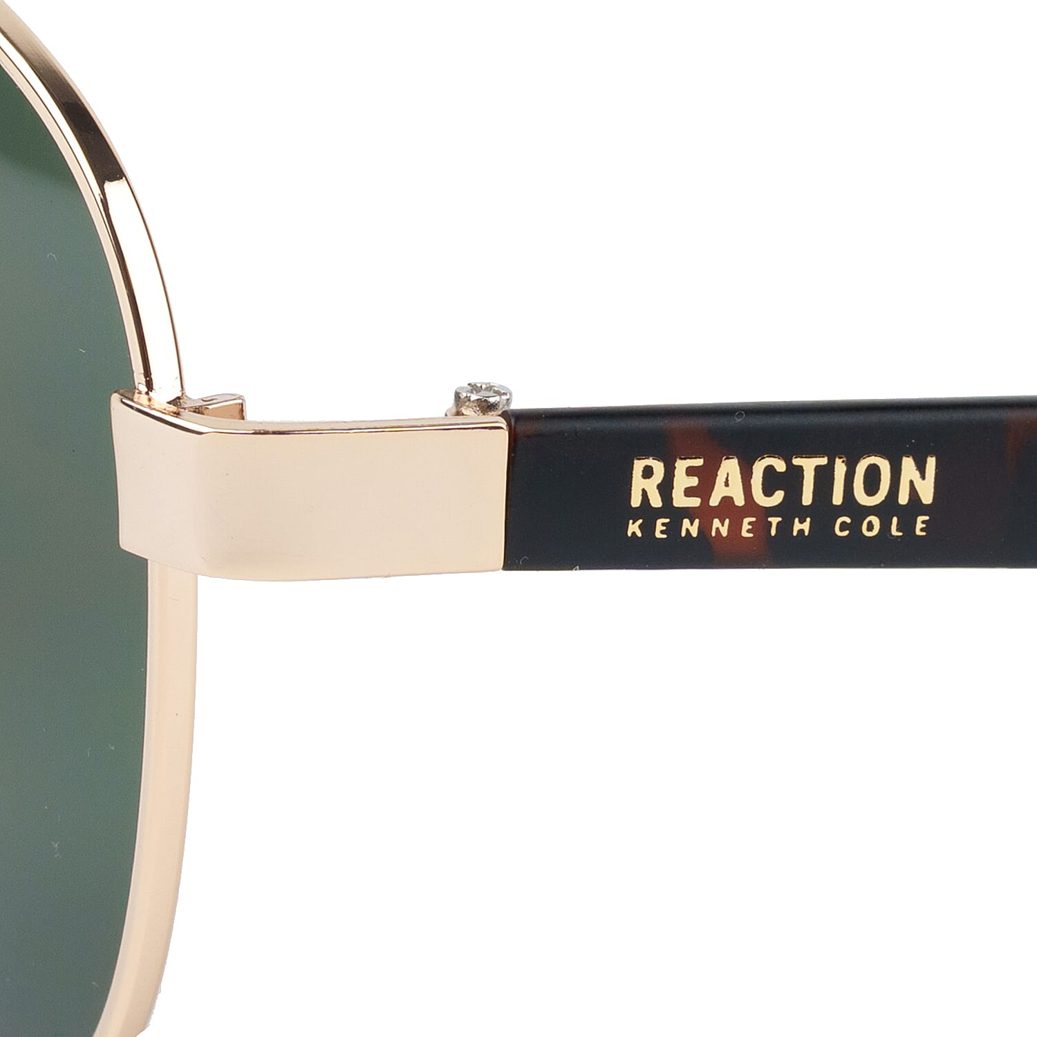 Kenneth Cole Reaction- Gold Classic Sunglasses - Solid Green Lenses