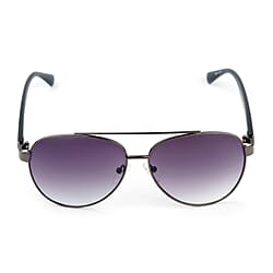 Kenneth Cole Reaction- Shiny Gunmetal Sunglasses with Solid Blue Lenses