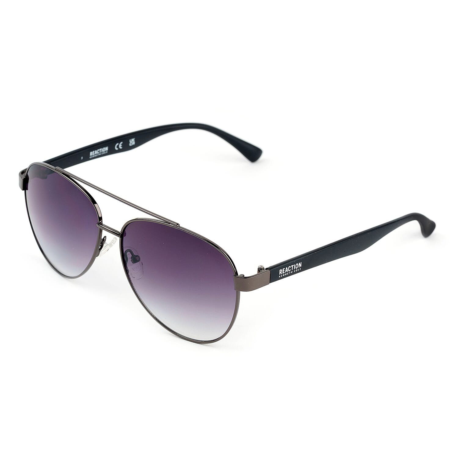 Kenneth Cole Reaction-Shiny Gunmetal Sunglasses - Gradient Smoke Lenses