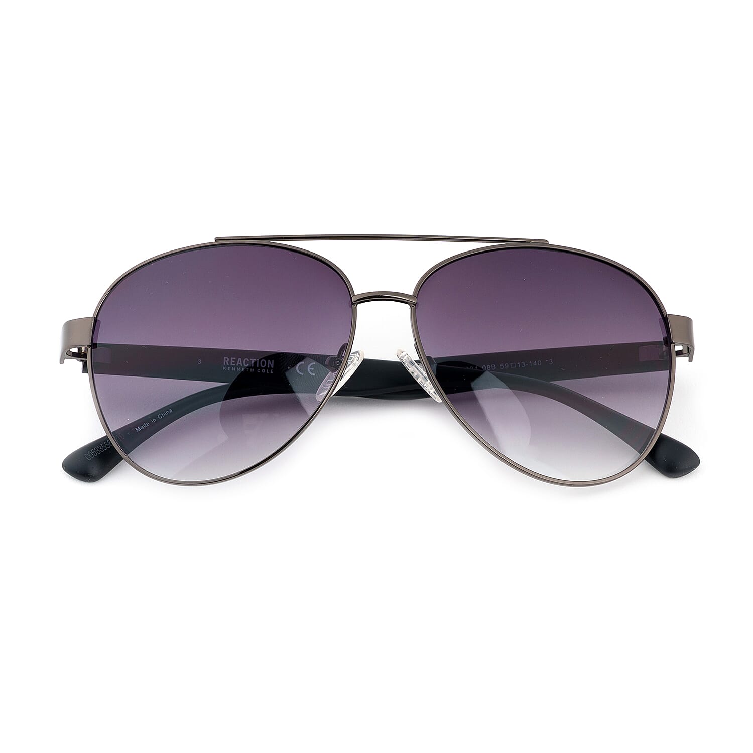 Kenneth Cole Reaction-Shiny Gunmetal Sunglasses - Gradient Smoke Lenses